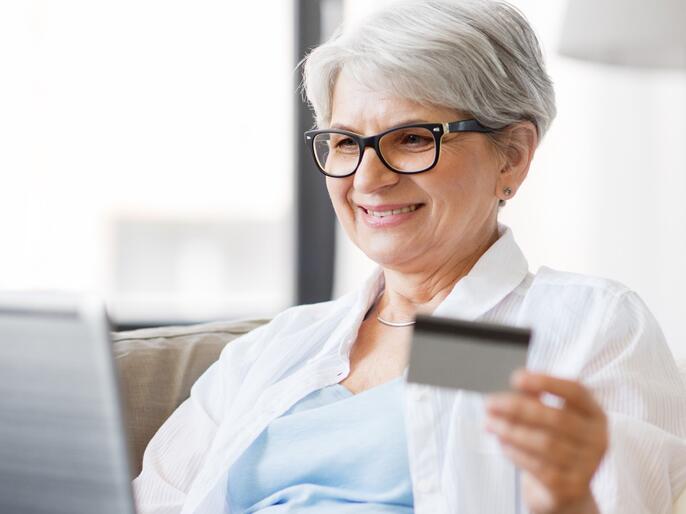 Woman making online donation