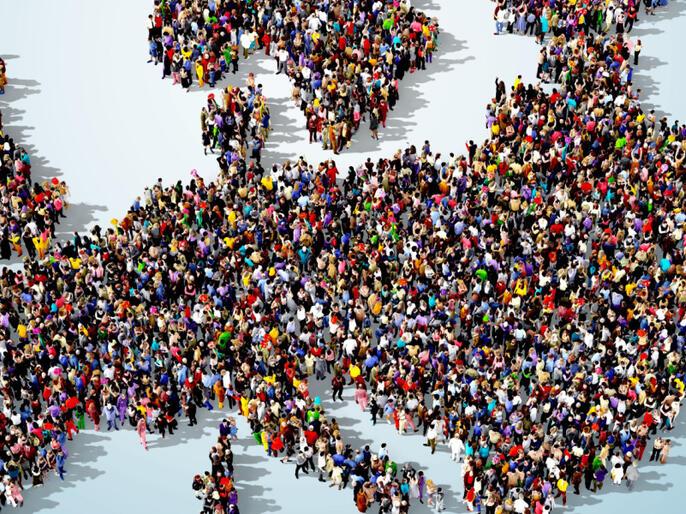 Europe map made of people