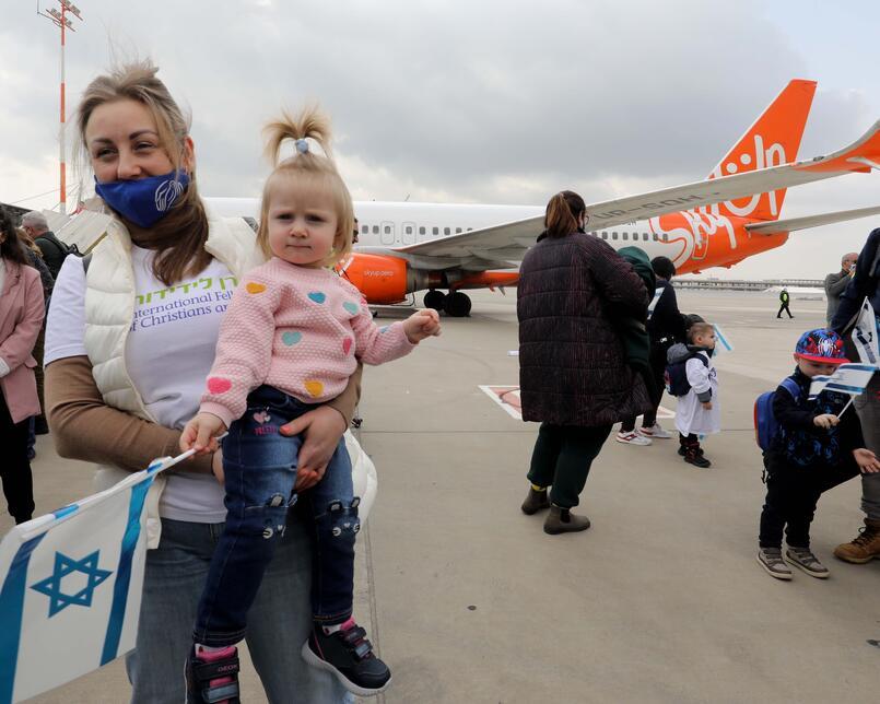 Ukrainian Jews arriving in Israel