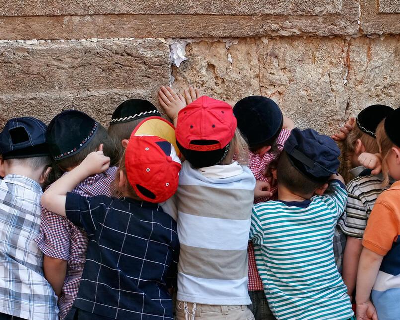 Haredi children at the West Wall