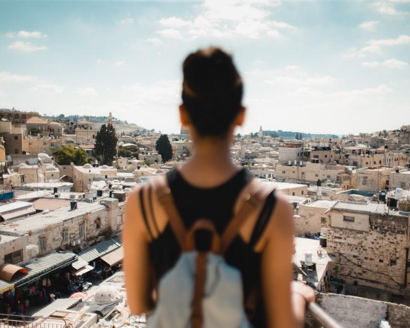 Young woman visiting Jerusalem