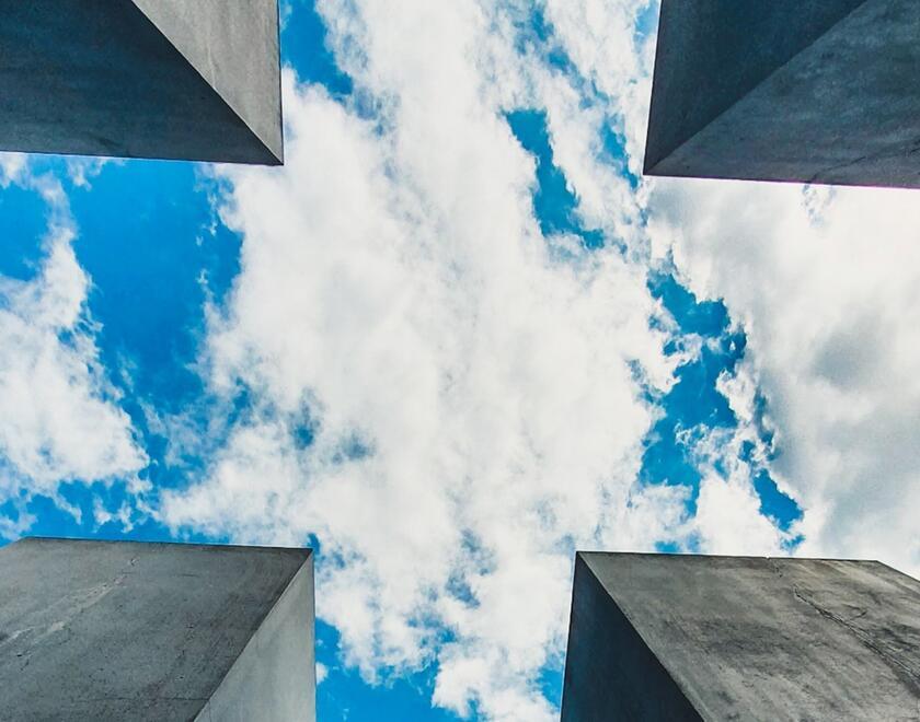 Blue sky peaking through Berlin memorial