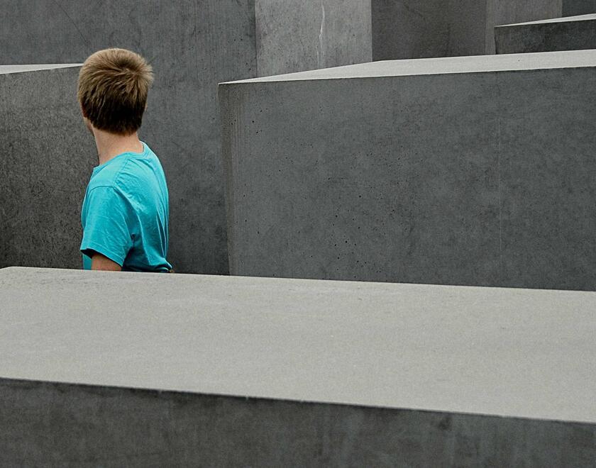 Child at the Berlin Holocaust memorial