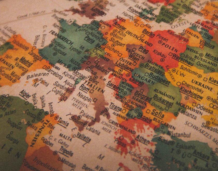 Europe map on a globe