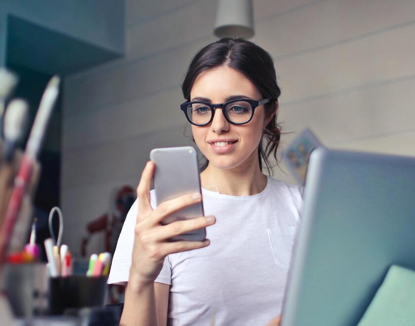 A girl reading on her mobile