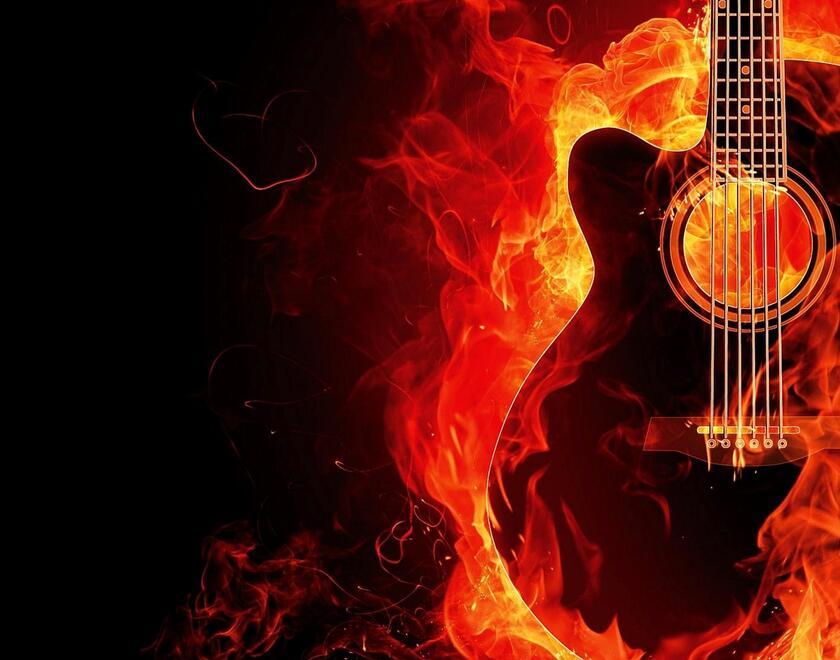 A guitar on fire