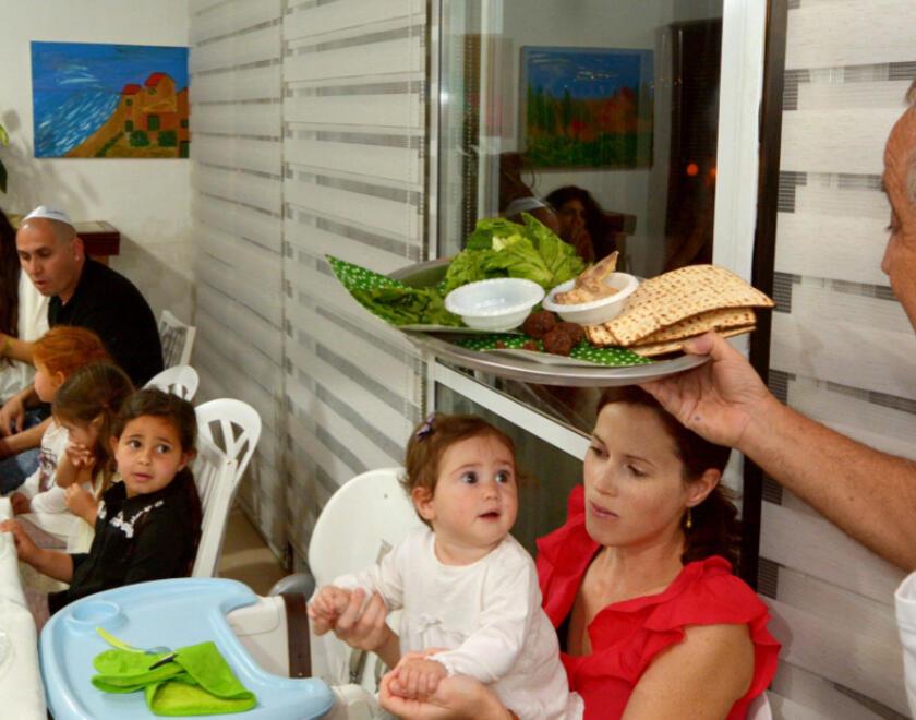 A Jewish family celebrates Passover