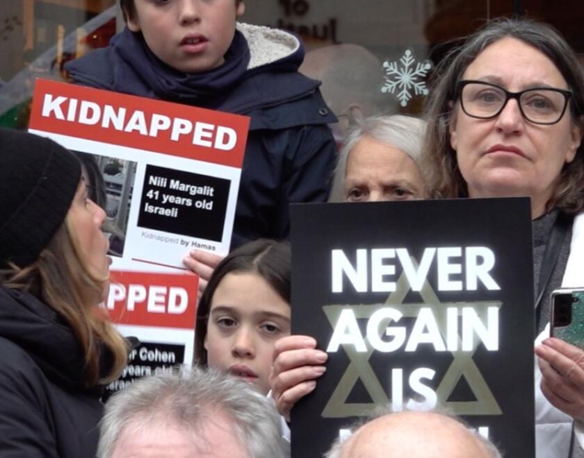 A vigil in London calling for the release of Israeli hostages
