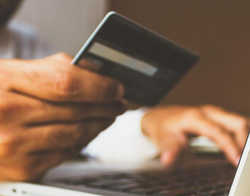 Man making a donation online