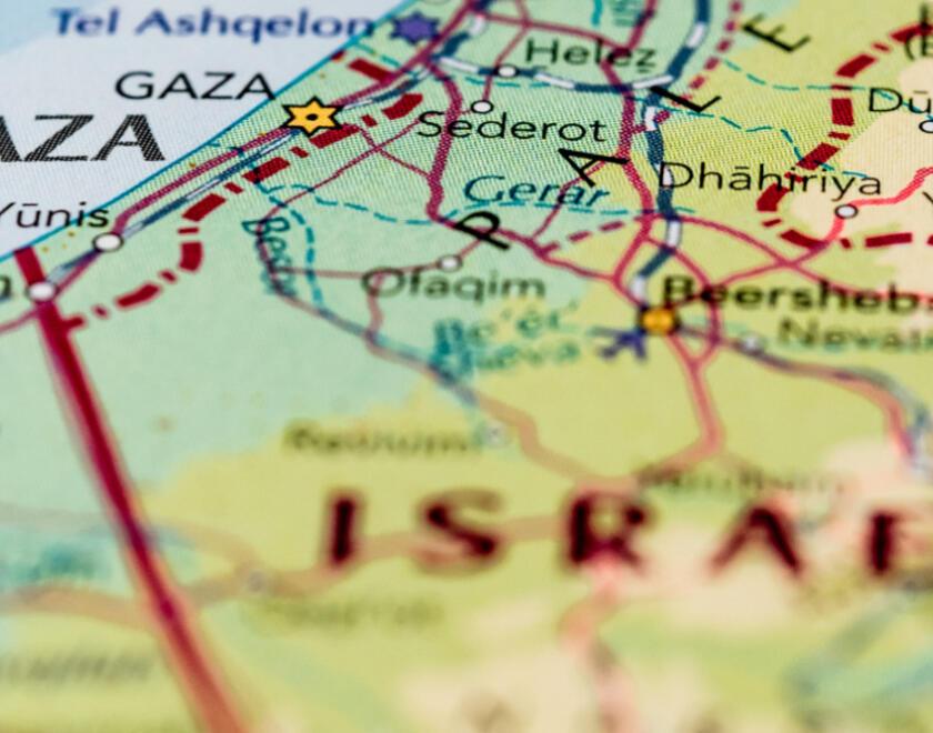 Map of Israel and Gaza