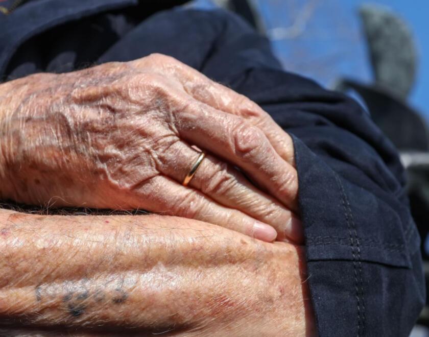 Auschwitz survivor presents his number tattoo