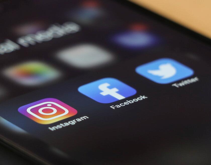 Social media icons on a smartphone