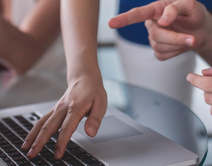 Working around a laptop